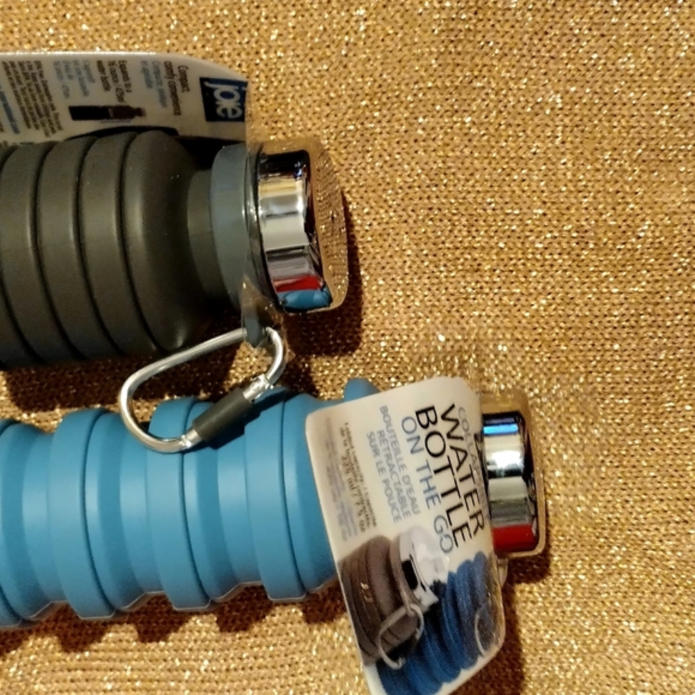 Collapsible Gray and Blue Water Bottle